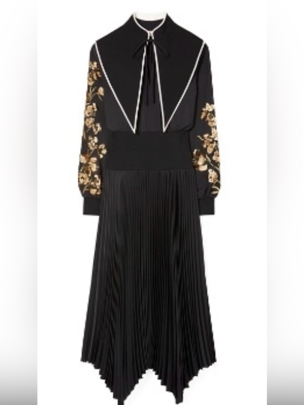 Tori Burch Removable Collar Dress Embellished Dress Size 6. Black And Gold